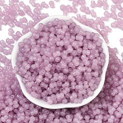 透明な色のガラスシードビーズ  キノコ  プラム  5.5x4.5mm  穴：1mm  4150個/ポンド&nbsp;SEED-R001-01T