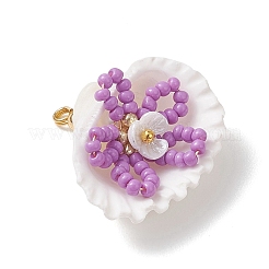 7 шт. стеклянная ракушка из бисера с подвесками в виде цветов&nbsp;PALLOY-MZ01140