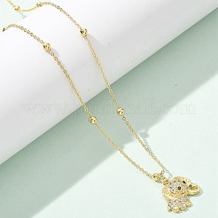 Ожерелья с подвеской из латуни с микропаве и прозрачным кубическим цирконием для женщин&nbsp;LS-NJEW-M084-02G-04