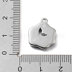 変色しない304ステンレススチールペンダント  フィッシュテイル チャーム付きフラワー  ステンレス鋼色  17x14x2.5mm  穴：1.6mm&nbsp;STAS-K271-02P