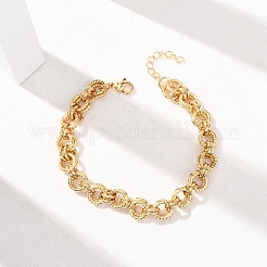 Браслеты из витых звеньев с двойным кольцом из нержавеющей стали 304 для женщин&nbsp;BJEW-G780-06G-02