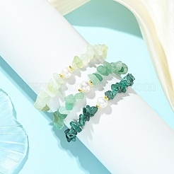 Ensemble de 3 bracelet extensible en perles de culture d'eau douce et en pierres naturelles mélangées (3 styles différents) pour femme.&nbsp;BJEW-JB13762-02