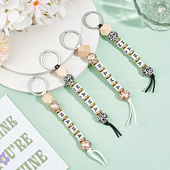 4 шт. 2 цвета деревянные и пластиковые бусины брелок украшения&nbsp;AJEW-SP0001-40