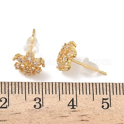 Серьги-гвоздики из латуни с микропаве из кубических цирконий в форме снежинки EJEW-Z152-02G-02