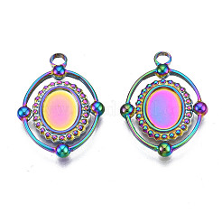 Pendentifs en acier inoxydable 304 plaqués en arc-en-ciel avec monture en émail&nbsp;STAS-S119-115