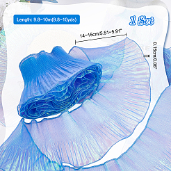 Плиссированная кружевная лента из органзы градиентного цвета&nbsp;DIY-GA0005-88C