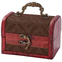 Вырезанная полая 1шт винтажная деревянная шкатулка для украшений&nbsp;AJEW-CL0001-12A
