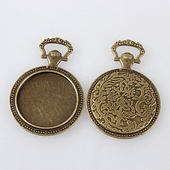 Tibetischer Stil Legierung Anhänger Cabochon Lünette Fassungen&nbsp;TIBEP-M018-61AB-NF