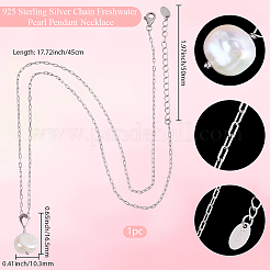 1 шт. ожерелье с подвеской из натурального жемчуга с 925 цепочками-скрепками из стерлингового серебра&nbsp;NJEW-BBC0001-15