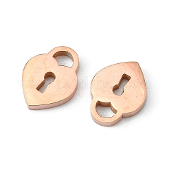 PVD真空メッキ304ステンレススチールチャーム  レーザー切断  艶出し  ロック  ローズゴールド  12x9mm&nbsp;STAS-WH0016-04-RG02
