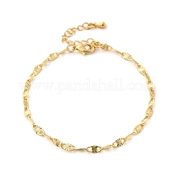 Латунные овальные звенья цепи браслеты для женщин мужчин BJEW-F494-04G