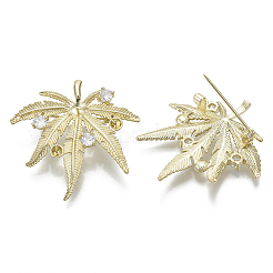 Брошь из латуни с прозрачным кубическим цирконием KK-R136-002-NF