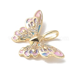 Подвески из латуни с микропаве из прозрачных кубических цирконий и эмали&nbsp;X-KK-Q031-07G