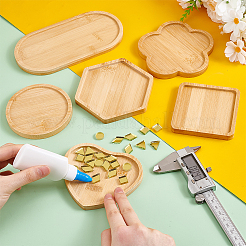 6 шт. 6 стиля: сердце/шестиугольник/плоский круг/овал/цветок/квадрат бамбуковая пластина для украшений DJEW-GA0001-59