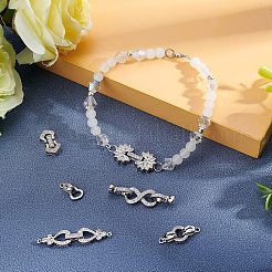 6 комплект из 6-х стильных латунных застежек с микропаве из прозрачного кубического циркония KK-FH0003-69