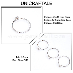12 шт. 3 размера колец из нержавеющей стали 304 для основания со стразами STAS-CA0002-16