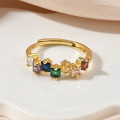 Einstellbare messing micro pave zirkonia fingerringe&nbsp;RJEW-C163-26A-G