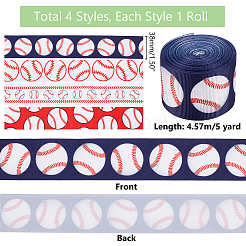 20 ярд 4-х стилей полиэстеровая репсовая лента с бейсбольным принтом&nbsp;OCOR-PH0004-08