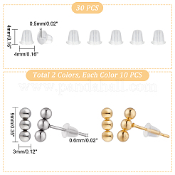 20 шт. двухцветные серьги-гвоздики из нержавеющей стали 201 с горизонтальной перекладиной и булавкой из нержавеющей стали 316 для женщин STAS-DC0008-84