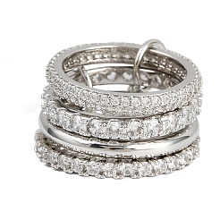 Женские кольца-пальцы с микропаве из кубических цирконий из латуни RJEW-P160-01I-P