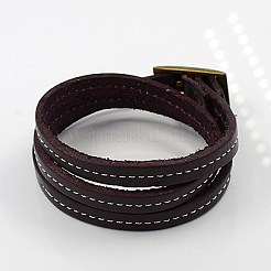 模造レザーコードブレスレット  メタルパーツ  混合スタイル  ミックスカラー  190~560mm&nbsp;BJEW-MSMC002-04