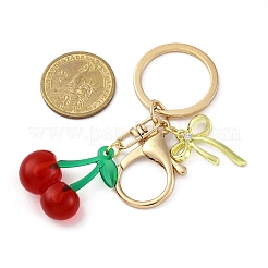 4個 4スタイルフルーツアクリル/樹脂ペンダントキーホルダー  合金ペンダントと留め金、鉄製キーリング付き  ミックスカラー  82.5~92mm  1個/スタイル&nbsp;KEYC-JKC01196