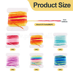 6 шт. 6-х цветные сегментно окрашенные полиэстеровые нитки для вышивки DIY-TAC0020-72