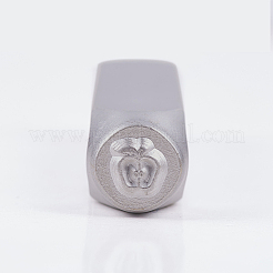 鉄の金属切手  りんご模様  プラチナ  65.5x10mm&nbsp;AJEW-BC0005-56J