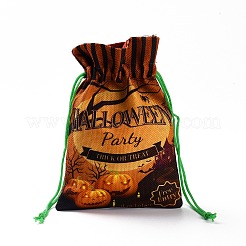 ハロウィンコットンクロス収納ポーチ  長方形巾着おやつ袋おやつ袋  キャンディーギフトバッグ用  カボチャ模様  21x14.5x0.4cm&nbsp;ABAG-A005-01B