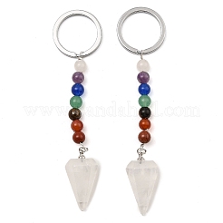 Llavero con colgante de cono de piedras preciosas naturales y sintéticas&nbsp;G-Z033-08P