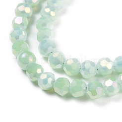 Круглые граненые (32 грань) гальванические стеклянные бусины с радужным покрытием&nbsp;X-EGLA-J130-FR17