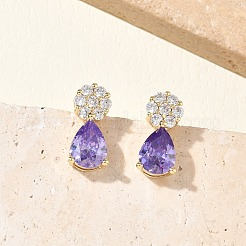 Orecchini da donna in ottone con micro pavé di zirconi cubici&nbsp;EJEW-A167-05G