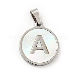 Acero inoxidable 304 con colgantes de concha blanca.&nbsp;STAS-G268-01A-P