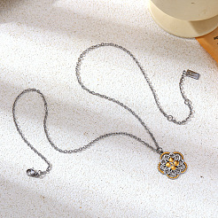 Colliers pendentifs bicolores en acier inoxydable 304 pour femmes&nbsp;WGF019C-04