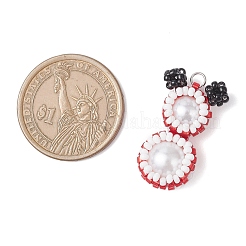 Подвески-снеговики из стеклянных бусин&nbsp;PALLOY-MZ00888-03