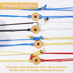 10шт. набор из 5-х цветных браслетов с подвесками в виде подсолнуха&nbsp;BJEW-FI0001-62