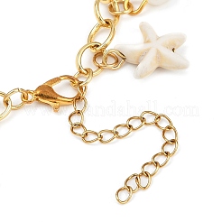 Браслеты с подвесками в виде морской звезды из окрашенной синтетической бирюзы BJEW-JB11642-01