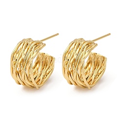 Латунные серьги-гвоздики в форме буквы С&nbsp;KK-P325-48G