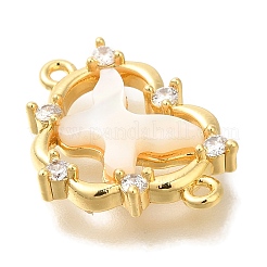 Звенья из латуни с прозрачным кубическим цирконием в форме сердца&nbsp;KK-K388-83G