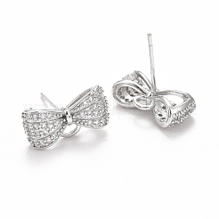 Фурнитура для серег из латуни с микропаве из кубического циркония KK-C237-05P