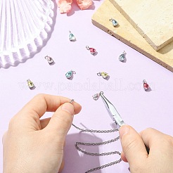 10 шт. 5-х цветная каплевидная латунная подвеска со стеклянными подвесками&nbsp;KK-CJ0003-47