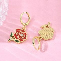 Valentinstag-Ohrringe aus Messing und Emaille für Damen&nbsp;EJEW-G464-01G-01