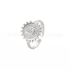 Anello polsino aperto piatto rotondo in acciaio inossidabile 304 anti-ossidazione con lettera iniziale per uomo e donna&nbsp;RJEW-S405-246P-U
