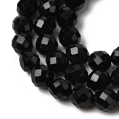 Окрашенные и нагретые нити бусин из натурального черного оникса&nbsp;G-K376-F19-01