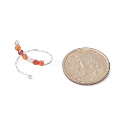 Открытые кольца-манжеты с круглыми бусинами из натуральных смешанных драгоценных камней RJEW-JR00566