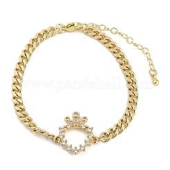 Micro ottone spianare Braccialetti di collegamento zirconi&nbsp;BJEW-M050-06G-01
