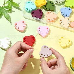 18 шт. 18-х цветные бусины из пищевого экологически чистого силикона в виде листьев монстеры&nbsp;SIL-CJ0002-76