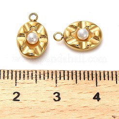 304ステンレスペンダント  オーバル  プラスチック製のビーズで  ゴールドカラー  12.5x8x4.5mm  穴：1.5mm&nbsp;STAS-H438-13G-01