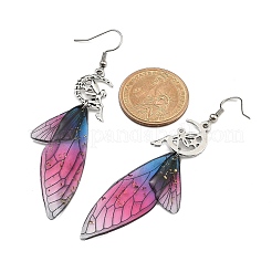 Серьги-подвески в форме крыльев из хирургической нержавеющей стали 316 EJEW-TA00586