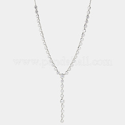 Плоские круглые латунные микропаве прозрачные кубические цирконии теннисные ожерелья y для женщин FS-WG3C55D-02